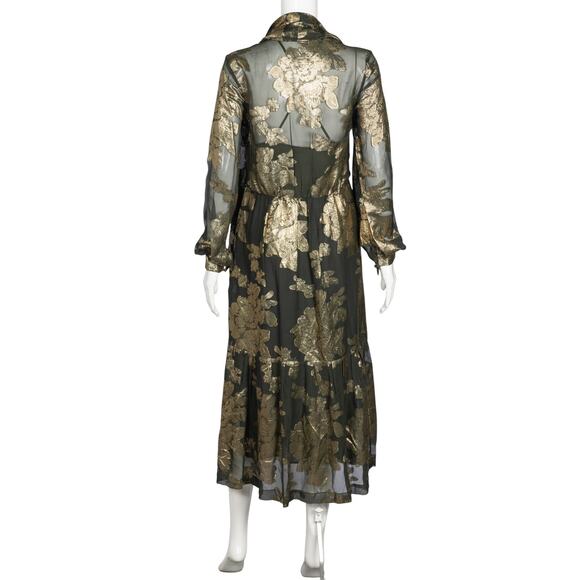 SAINT LAURENT Green Silk Midi Dress Size M - Picture 2 of 2